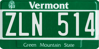 VT license plate ZLN514