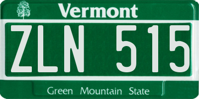 VT license plate ZLN515