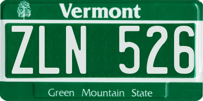 VT license plate ZLN526