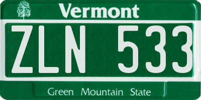 VT license plate ZLN533