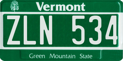 VT license plate ZLN534