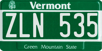 VT license plate ZLN535