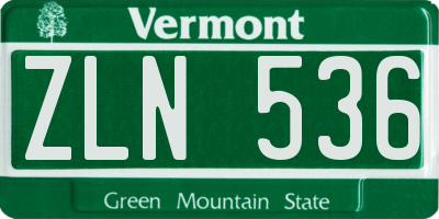 VT license plate ZLN536