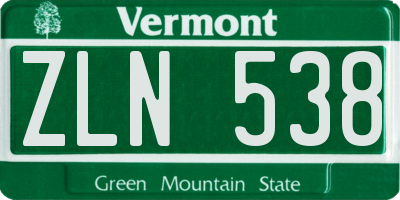 VT license plate ZLN538