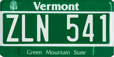 VT license plate ZLN541