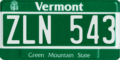 VT license plate ZLN543
