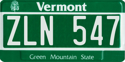 VT license plate ZLN547