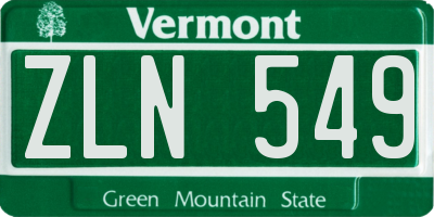 VT license plate ZLN549