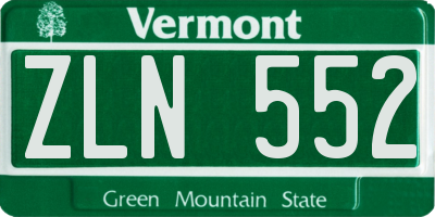 VT license plate ZLN552