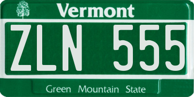 VT license plate ZLN555