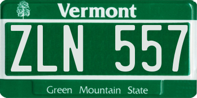 VT license plate ZLN557