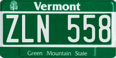 VT license plate ZLN558