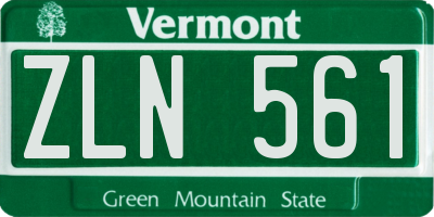VT license plate ZLN561