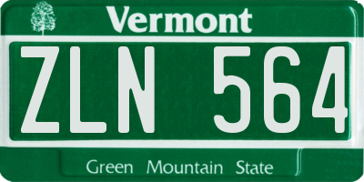 VT license plate ZLN564