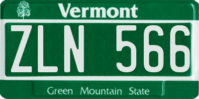 VT license plate ZLN566