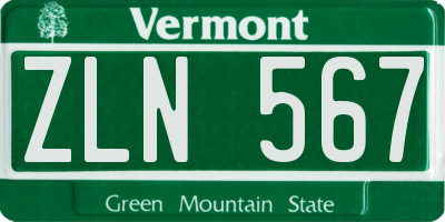 VT license plate ZLN567