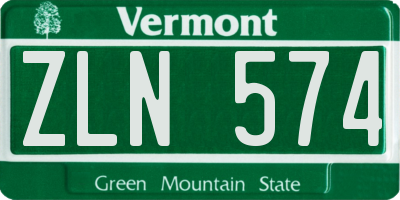 VT license plate ZLN574