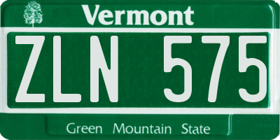 VT license plate ZLN575