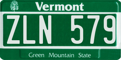 VT license plate ZLN579