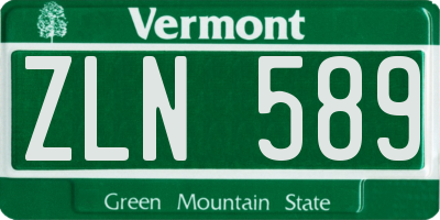 VT license plate ZLN589