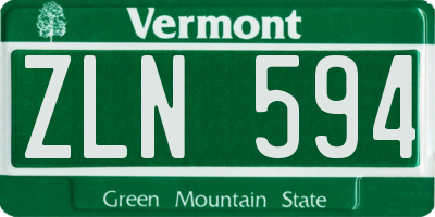 VT license plate ZLN594