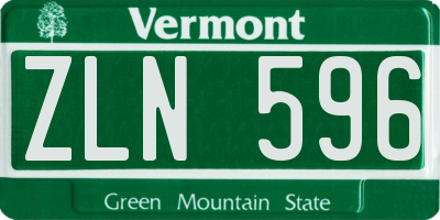 VT license plate ZLN596