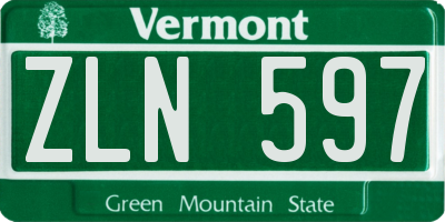 VT license plate ZLN597