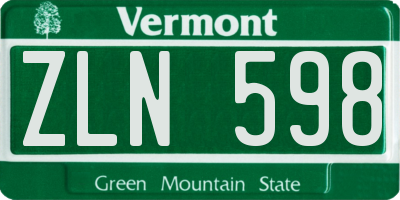 VT license plate ZLN598