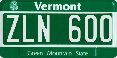 VT license plate ZLN600