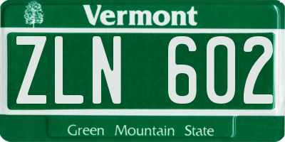 VT license plate ZLN602