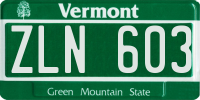 VT license plate ZLN603