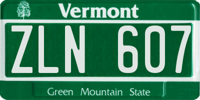 VT license plate ZLN607
