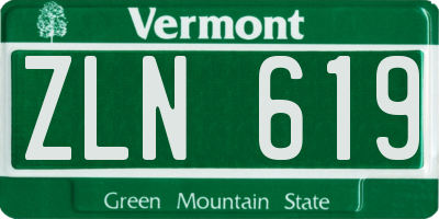 VT license plate ZLN619
