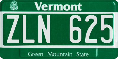 VT license plate ZLN625