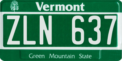 VT license plate ZLN637