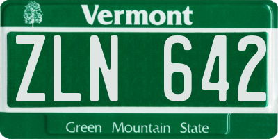 VT license plate ZLN642