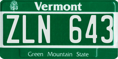 VT license plate ZLN643