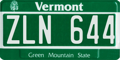 VT license plate ZLN644