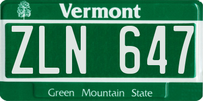 VT license plate ZLN647