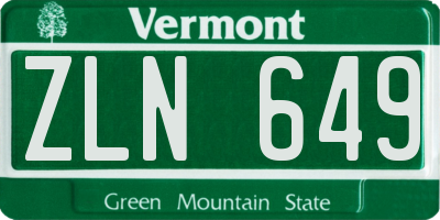 VT license plate ZLN649