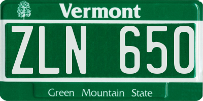 VT license plate ZLN650