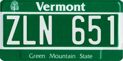 VT license plate ZLN651