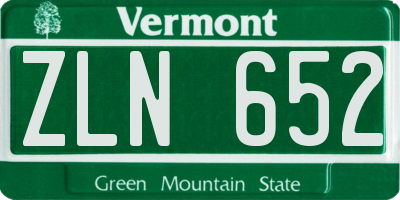 VT license plate ZLN652