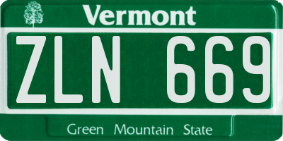 VT license plate ZLN669