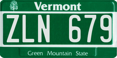 VT license plate ZLN679