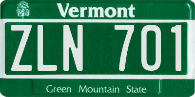 VT license plate ZLN701