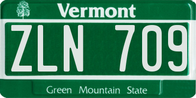 VT license plate ZLN709