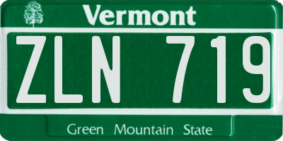 VT license plate ZLN719