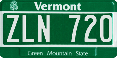 VT license plate ZLN720