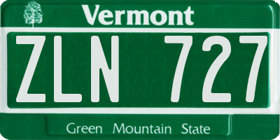 VT license plate ZLN727